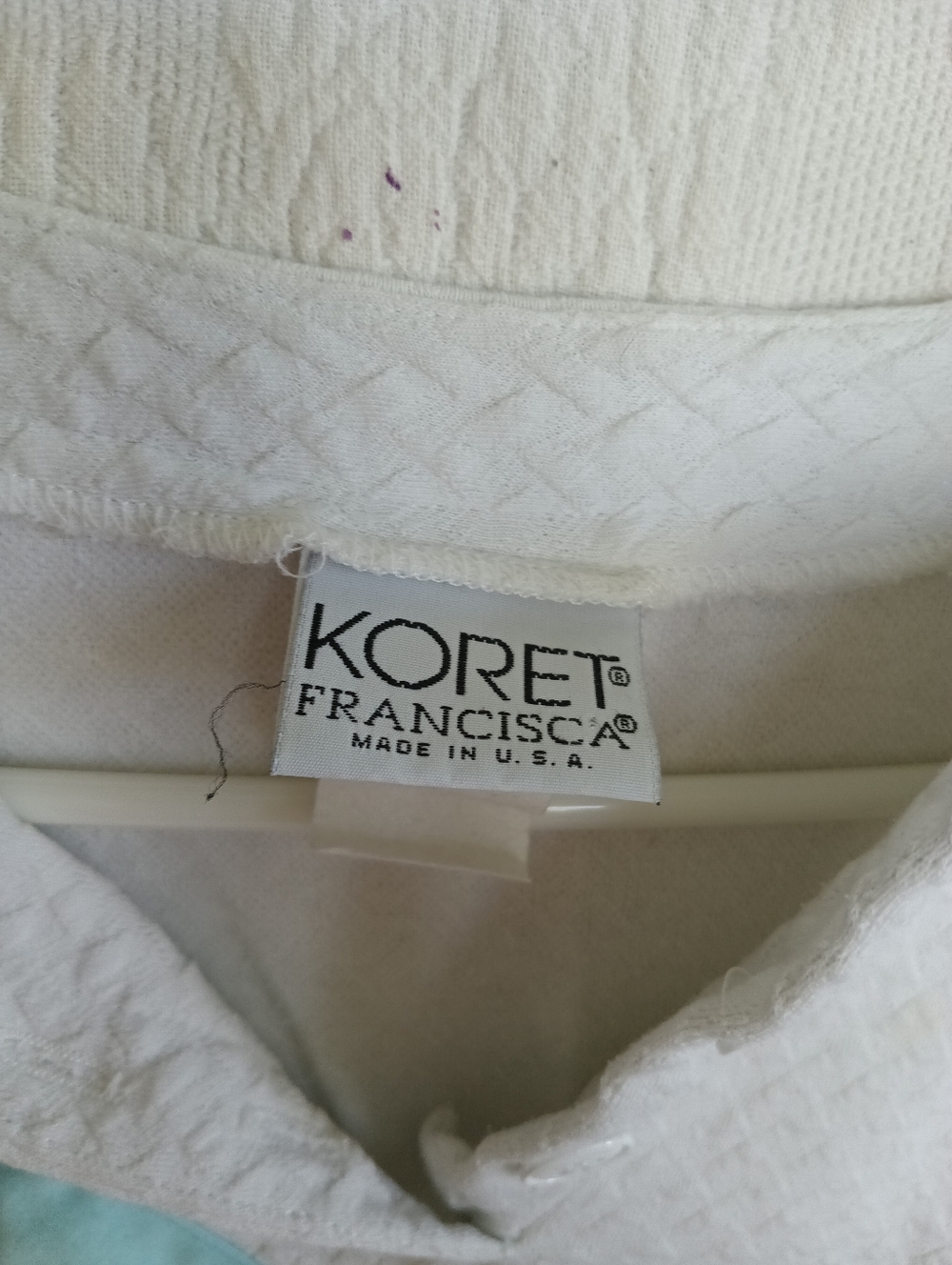 Koret White Floral Panel Colorblock Sweater Vintage Pastel Pink Blue Textured LG - Picture 10 of 12